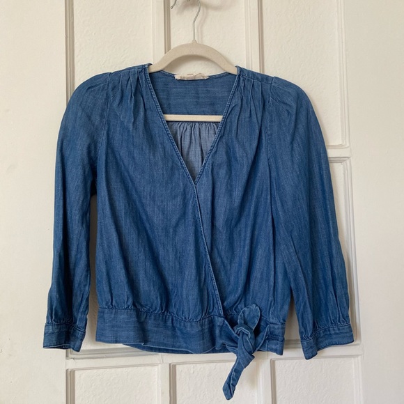 Madewell denim wrap top - Picture 1 of 2